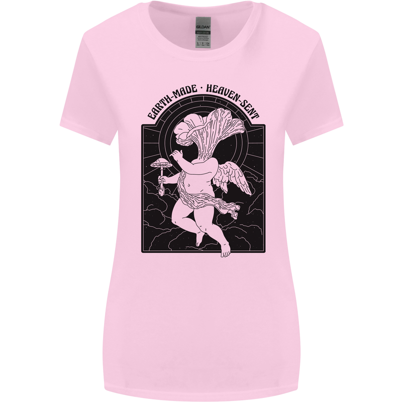 Mushrooms Earth Made Heaven Sent Fungi Womens Wider Cut T-Shirt Light Pink
