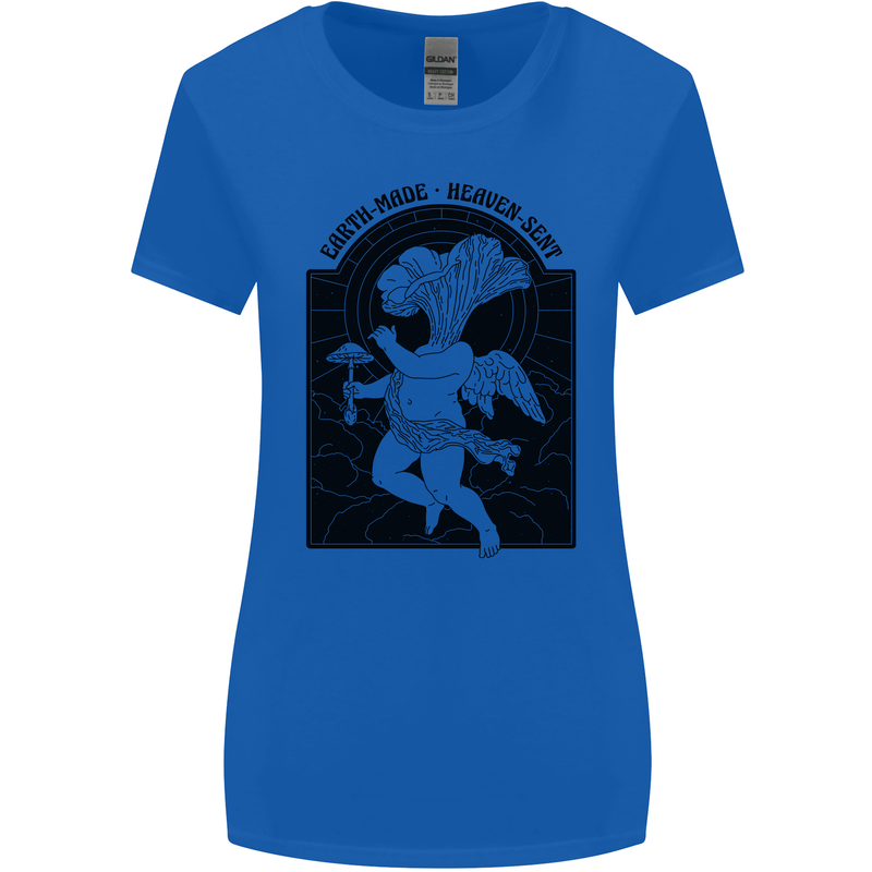 Mushrooms Earth Made Heaven Sent Fungi Womens Wider Cut T-Shirt Royal Blue