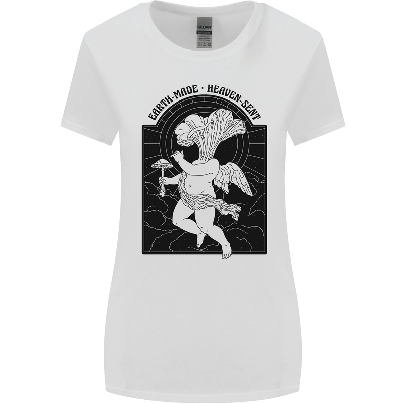 Mushrooms Earth Made Heaven Sent Fungi Womens Wider Cut T-Shirt White