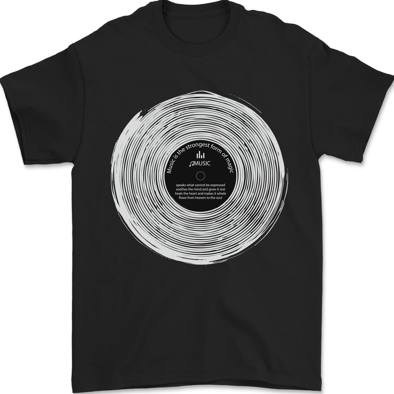 Music Magic Vinyl LP Turntable DJ Mens T-Shirt 100% Cotton Black