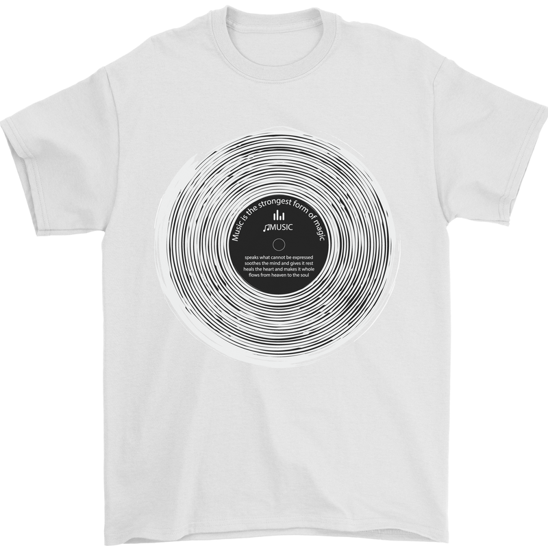 Music Magic Vinyl LP Turntable DJ Mens T-Shirt 100% Cotton White
