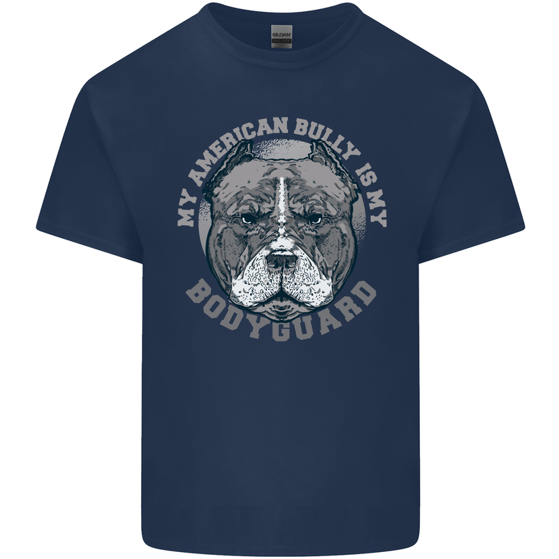 My American Bully is My Bodyguard Dog Kids T-Shirt Childrens Navy Blue