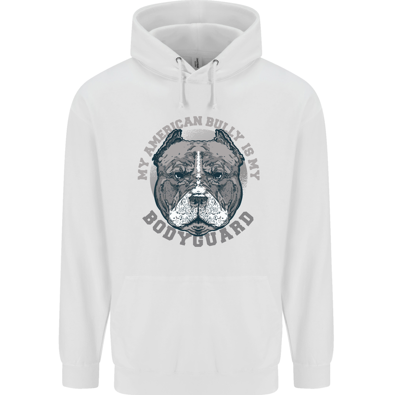 My American Bully is My Bodyguard Dog Mens 80% Cotton Hoodie White