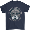 My American Bully is My Bodyguard Dog Mens T-Shirt 100% Cotton Navy Blue