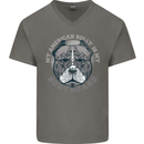 My American Bully is My Bodyguard Dog Mens V-Neck Cotton T-Shirt Charcoal