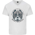 My American Bully is My Bodyguard Dog Mens V-Neck Cotton T-Shirt White