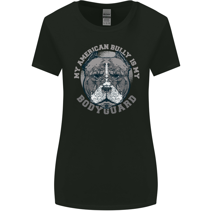 My American Bully is My Bodyguard Dog Womens Wider Cut T-Shirt Black