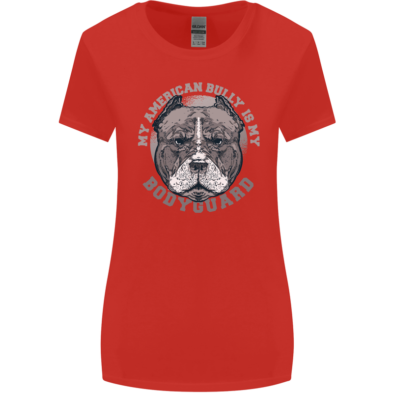 My American Bully is My Bodyguard Dog Womens Wider Cut T-Shirt Red