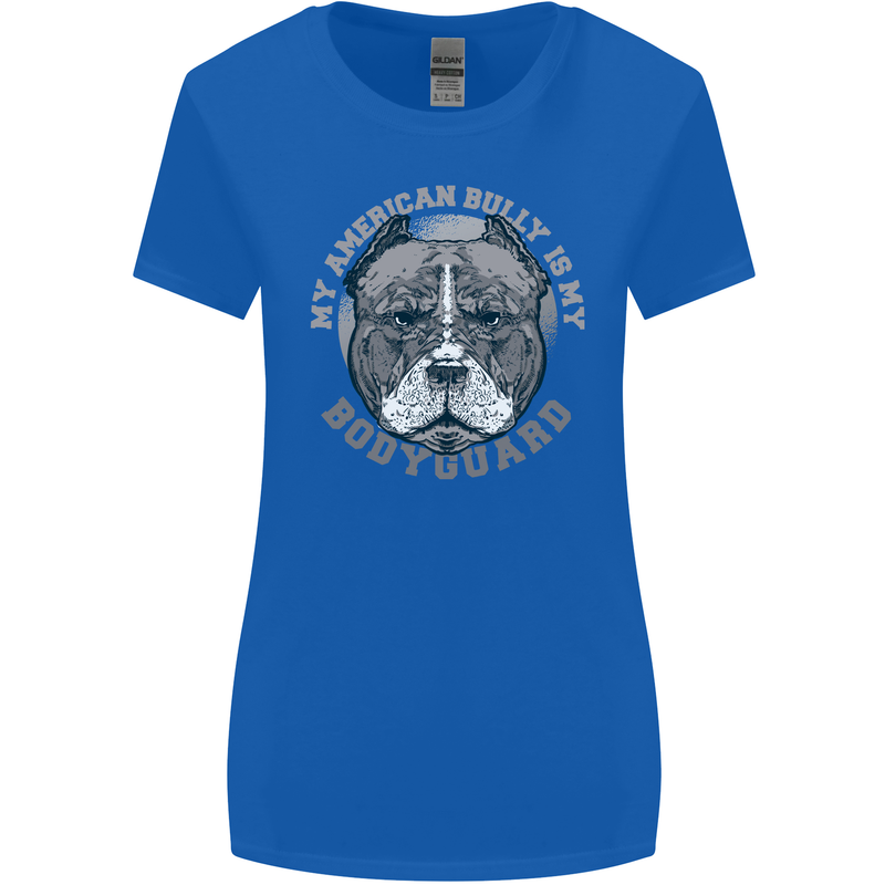 My American Bully is My Bodyguard Dog Womens Wider Cut T-Shirt Royal Blue