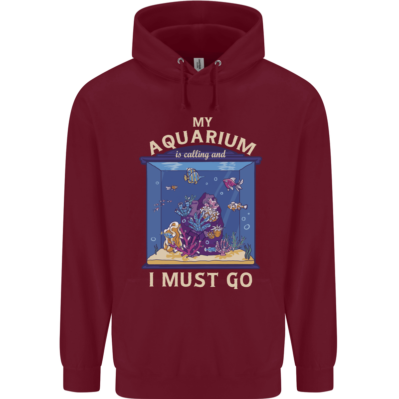 My Aquarium is Calling Tropical Fish Tank Childrens Kids Hoodie Maroon