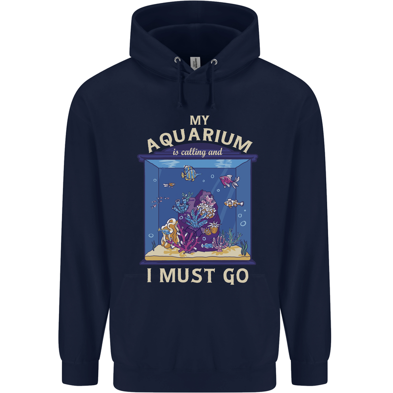 My Aquarium is Calling Tropical Fish Tank Childrens Kids Hoodie Navy Blue