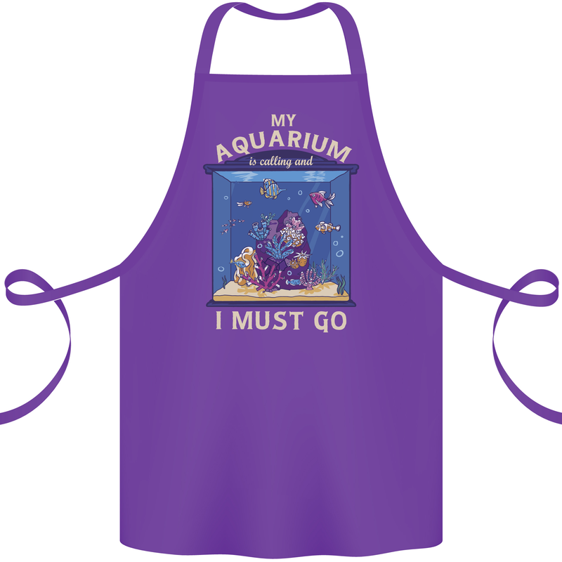 My Aquarium is Calling Tropical Fish Tank Cotton Apron 100% Organic Purple