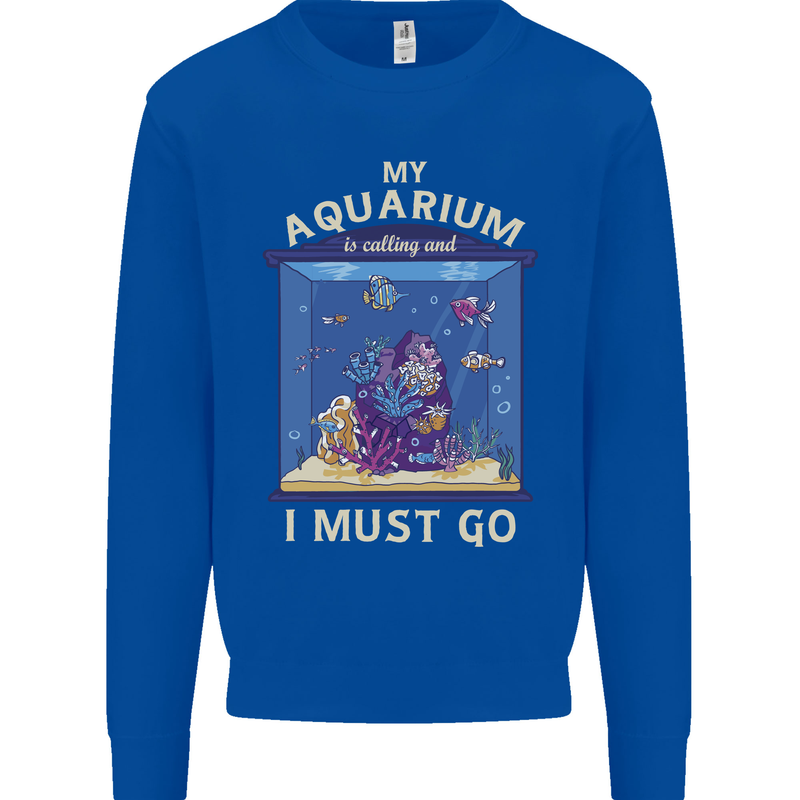 My Aquarium is Calling Tropical Fish Tank Kids Sweatshirt Jumper Royal Blue