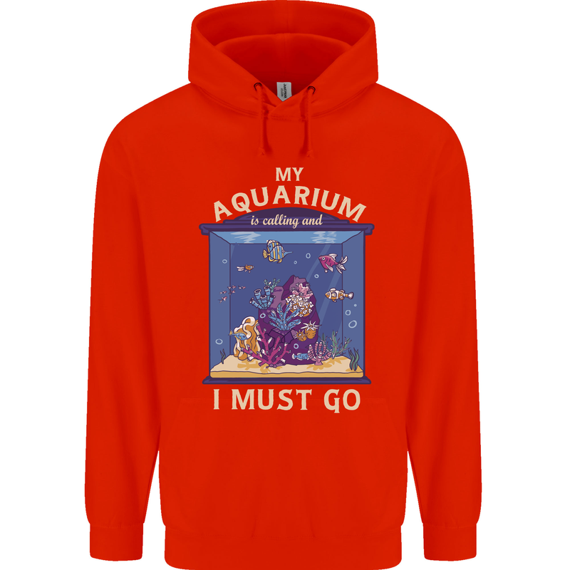 My Aquarium is Calling Tropical Fish Tank Mens 80% Cotton Hoodie Bright Red
