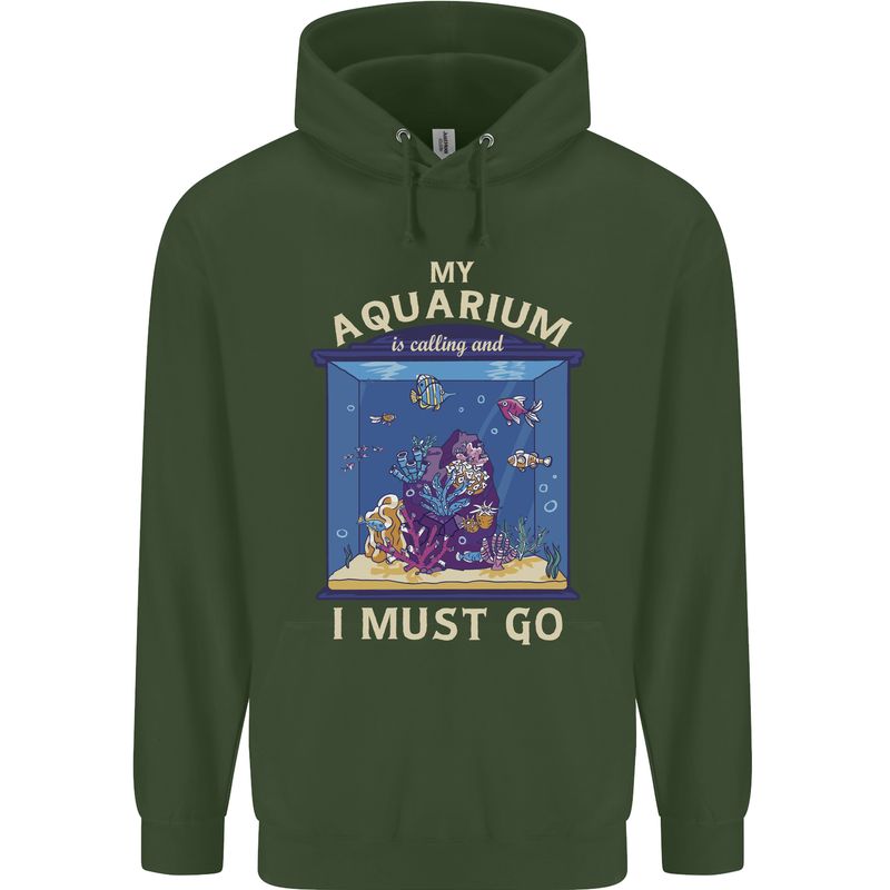 My Aquarium is Calling Tropical Fish Tank Mens 80% Cotton Hoodie Forest Green