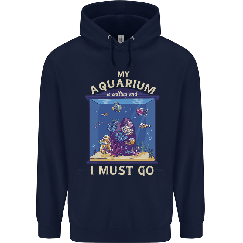 My Aquarium is Calling Tropical Fish Tank Mens 80% Cotton Hoodie Navy Blue
