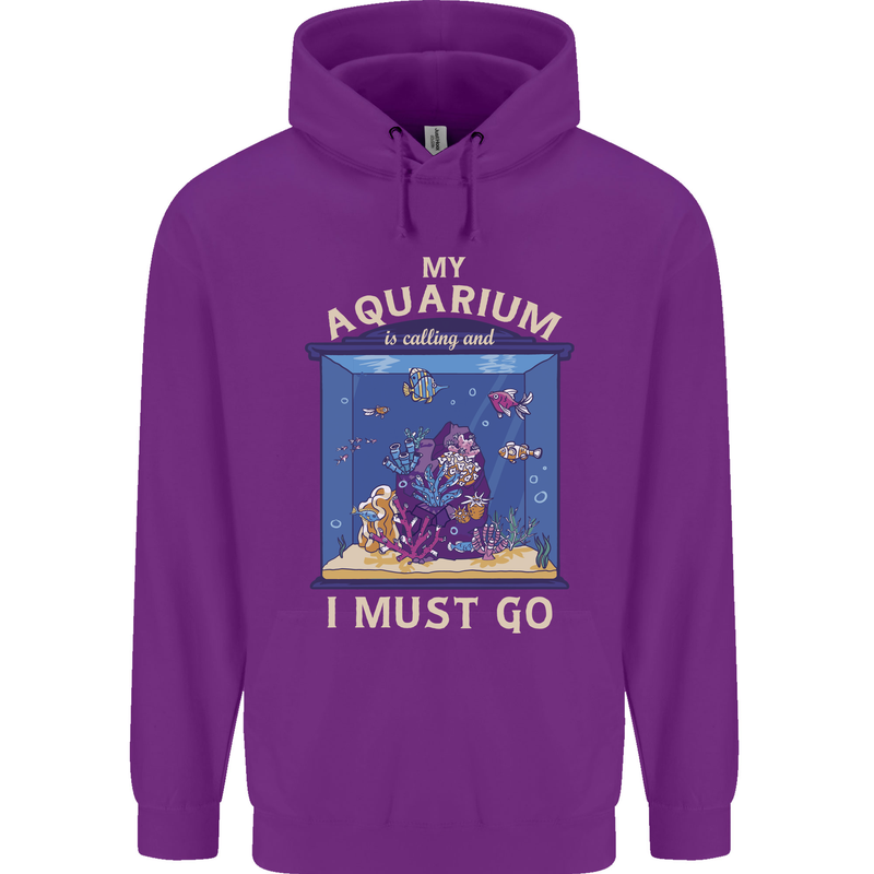 My Aquarium is Calling Tropical Fish Tank Mens 80% Cotton Hoodie Purple
