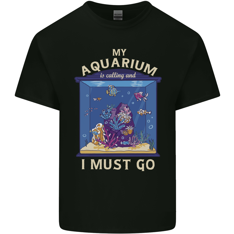 My Aquarium is Calling Tropical Fish Tank Mens Cotton T-Shirt Tee Top Black