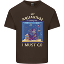 My Aquarium is Calling Tropical Fish Tank Mens Cotton T-Shirt Tee Top Dark Chocolate
