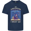 My Aquarium is Calling Tropical Fish Tank Mens Cotton T-Shirt Tee Top Navy Blue