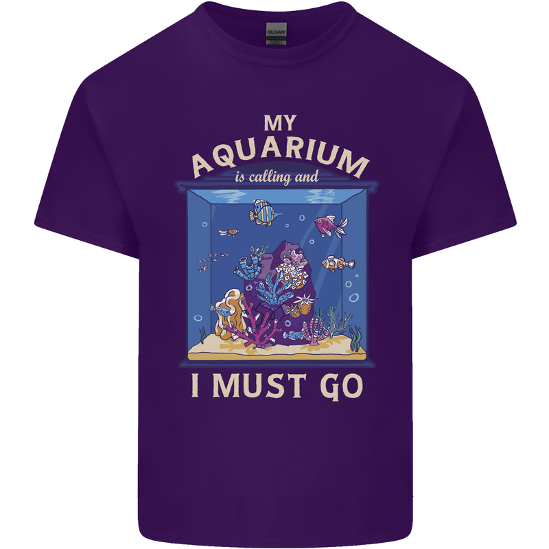 My Aquarium is Calling Tropical Fish Tank Mens Cotton T-Shirt Tee Top Purple