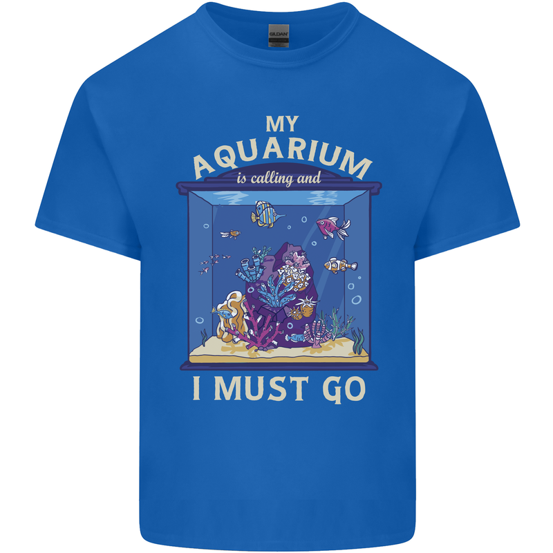 My Aquarium is Calling Tropical Fish Tank Mens Cotton T-Shirt Tee Top Royal Blue