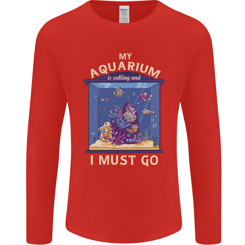 My Aquarium is Calling Tropical Fish Tank Mens Long Sleeve T-Shirt Red