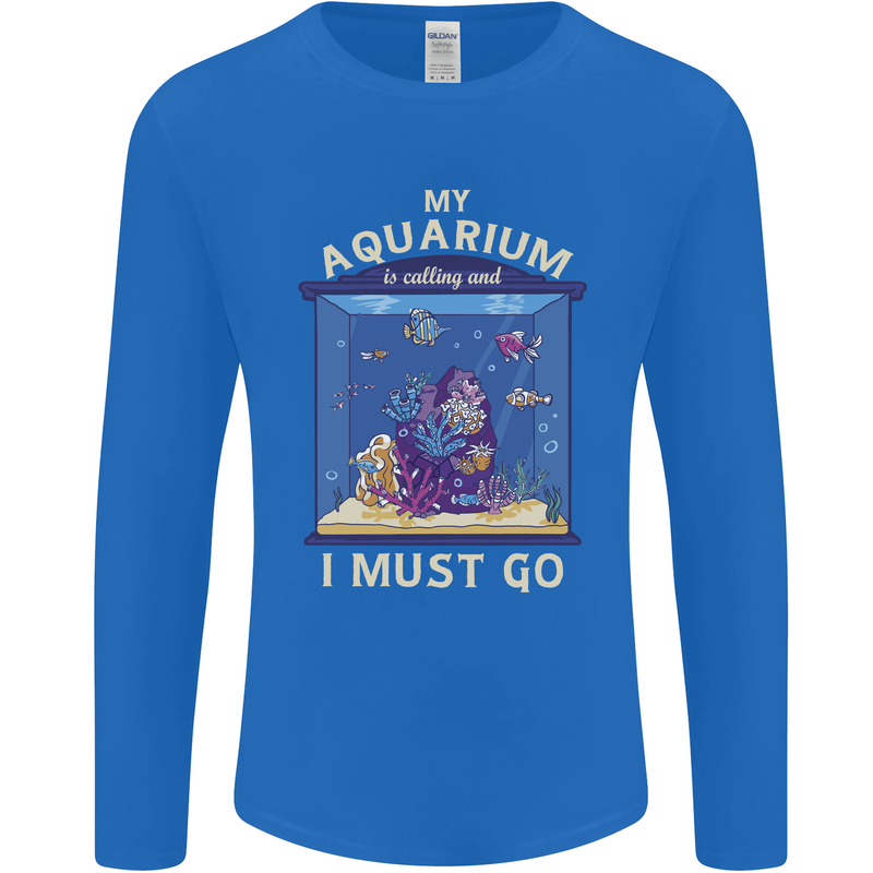 My Aquarium is Calling Tropical Fish Tank Mens Long Sleeve T-Shirt Royal Blue