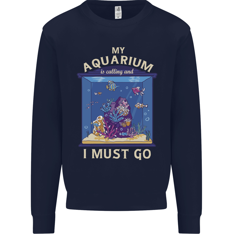 My Aquarium is Calling Tropical Fish Tank Mens Sweatshirt Jumper Navy Blue