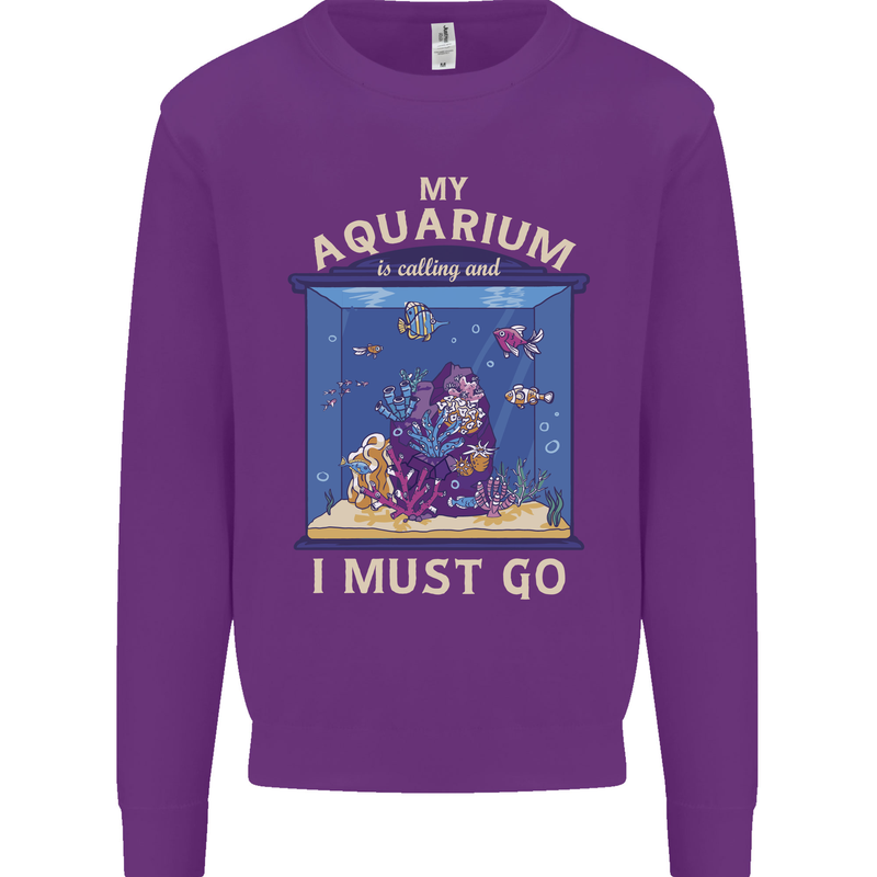 My Aquarium is Calling Tropical Fish Tank Mens Sweatshirt Jumper Purple
