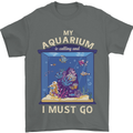 My Aquarium is Calling Tropical Fish Tank Mens T-Shirt 100% Cotton Charcoal