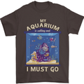 My Aquarium is Calling Tropical Fish Tank Mens T-Shirt 100% Cotton Dark Chocolate