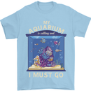 My Aquarium is Calling Tropical Fish Tank Mens T-Shirt 100% Cotton Light Blue