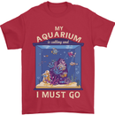 My Aquarium is Calling Tropical Fish Tank Mens T-Shirt 100% Cotton Red