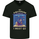 My Aquarium is Calling Tropical Fish Tank Mens V-Neck Cotton T-Shirt Black
