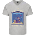 My Aquarium is Calling Tropical Fish Tank Mens V-Neck Cotton T-Shirt Sports Grey