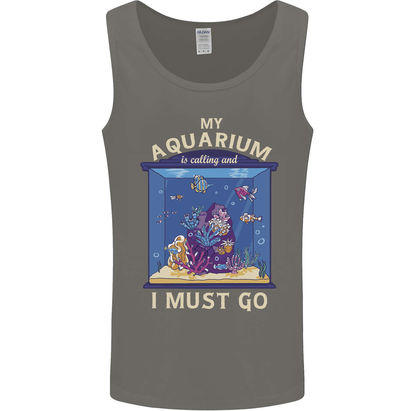 My Aquarium is Calling Tropical Fish Tank Mens Vest Tank Top Charcoal
