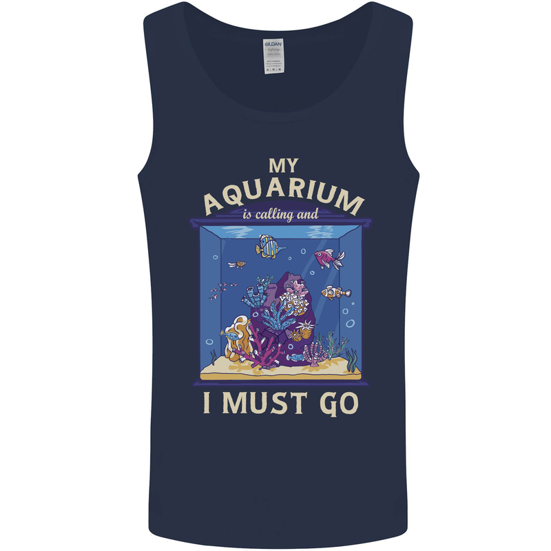My Aquarium is Calling Tropical Fish Tank Mens Vest Tank Top Navy Blue