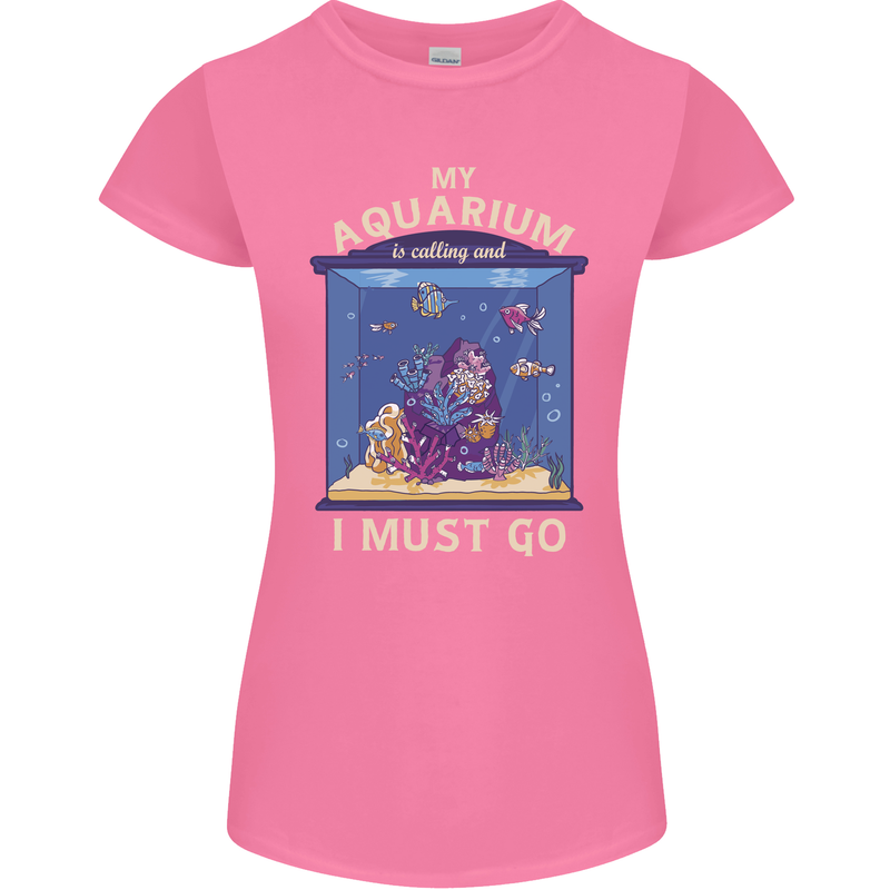 My Aquarium is Calling Tropical Fish Tank Womens Petite Cut T-Shirt Azalea