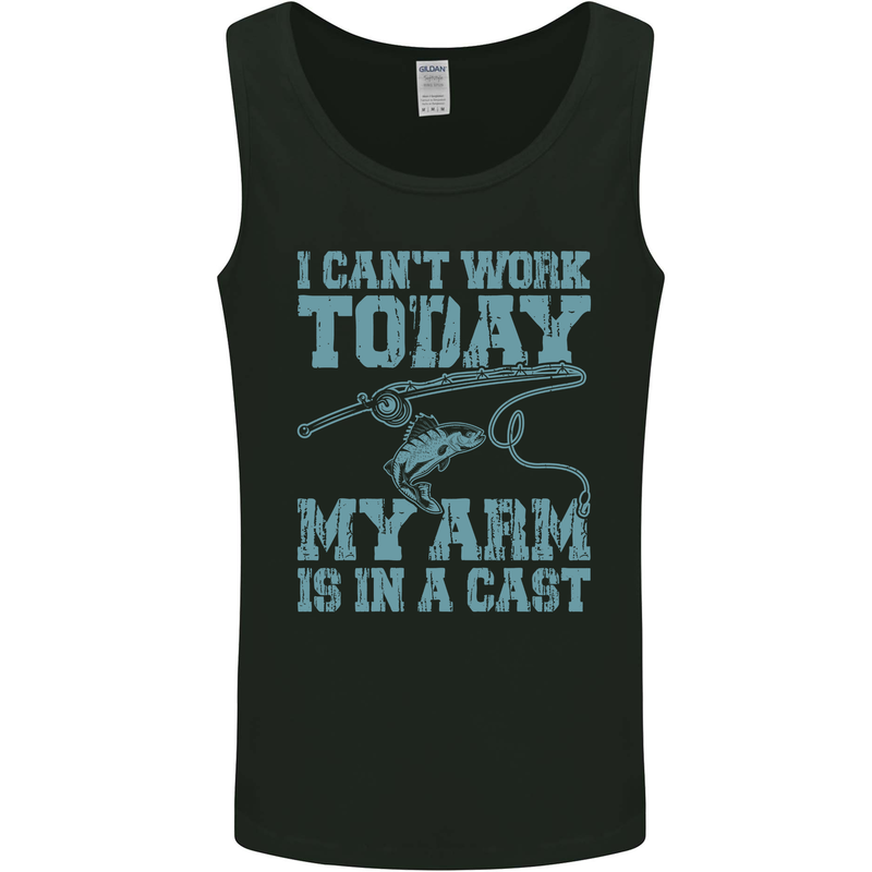 My Arm is in a Cast Funny Fishing Fisherman Mens Vest Tank Top Black