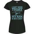 My Arm is in a Cast Funny Fishing Fisherman Womens Petite Cut T-Shirt Black