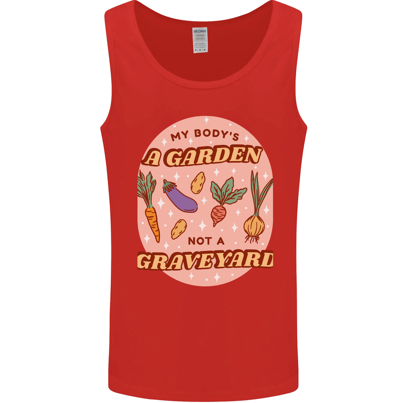 My Bodys a Garden Not a Graveyard Vegan Mens Vest Tank Top Red