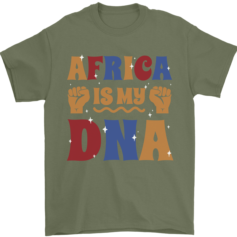 My DNA Juneteenth Black Lives Matter African Mens T-Shirt 100% Cotton Military Green