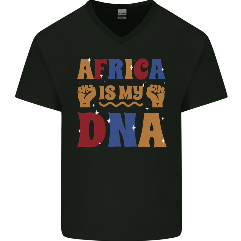 My DNA Juneteenth Black Lives Matter African Mens V-Neck Cotton T-Shirt Black