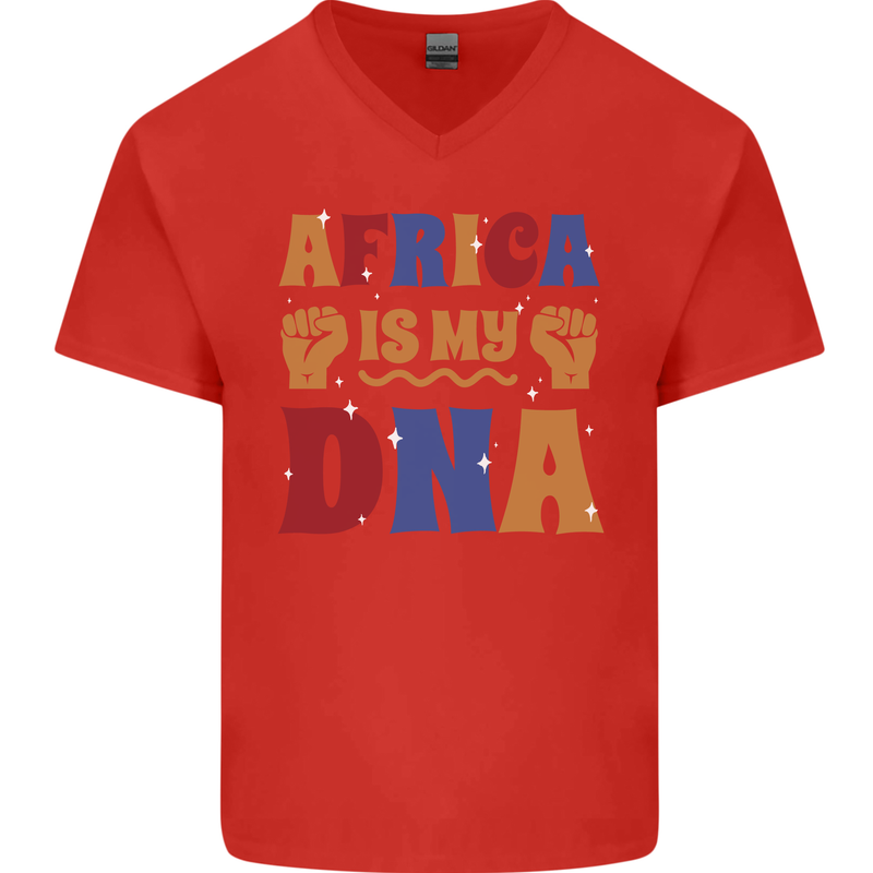My DNA Juneteenth Black Lives Matter African Mens V-Neck Cotton T-Shirt Red