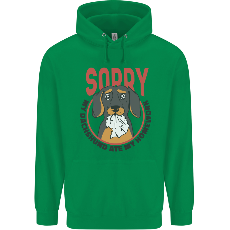 My Dachshund Ate My Homework Funny Dog Childrens Kids Hoodie Irish Green