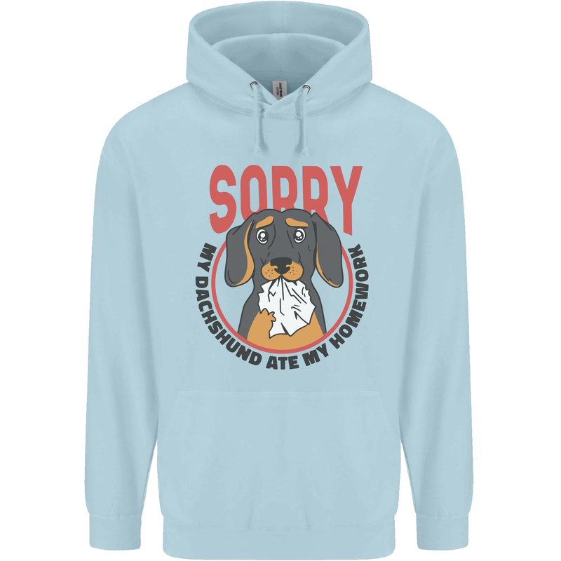 My Dachshund Ate My Homework Funny Dog Childrens Kids Hoodie Light Blue