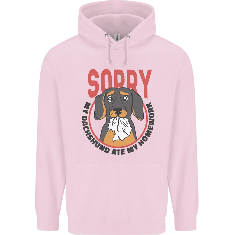 My Dachshund Ate My Homework Funny Dog Childrens Kids Hoodie Light Pink