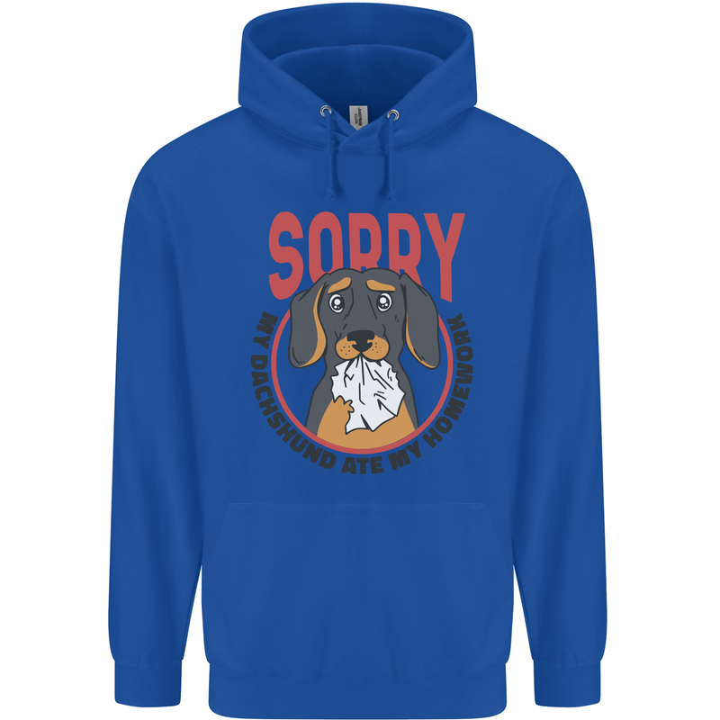 My Dachshund Ate My Homework Funny Dog Childrens Kids Hoodie Royal Blue