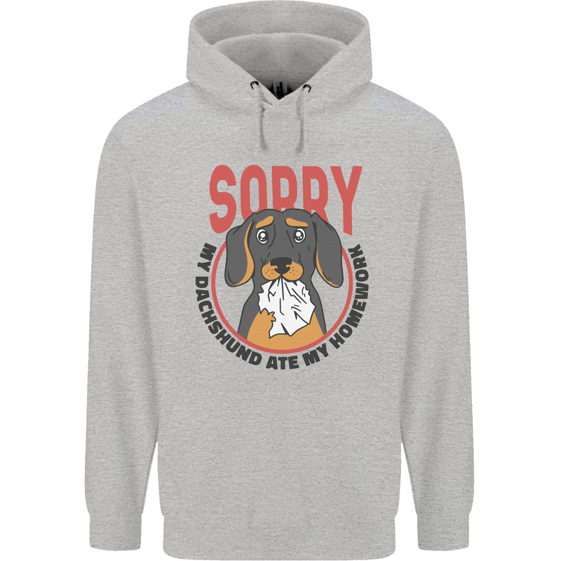 My Dachshund Ate My Homework Funny Dog Childrens Kids Hoodie Sports Grey